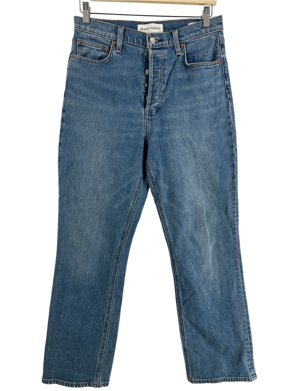 Aritzia denim forum the Arlo high rise straight leg jeans medium wash sz 29